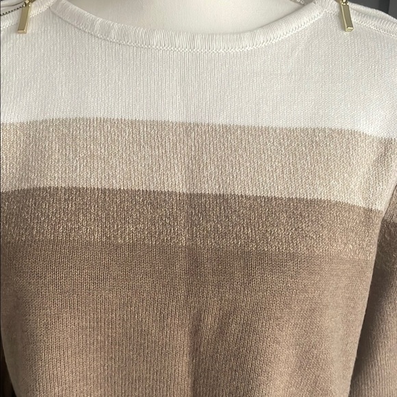 Karen Scott Sweater Striped Zipshoulder - Picture 3 of 9